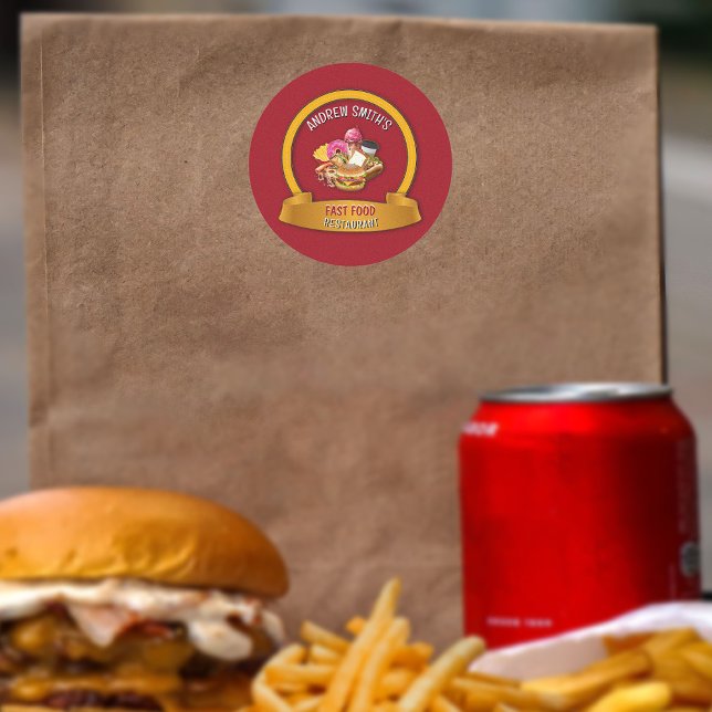 Fast Food Restaurant Benutzerdefinierte Logo-Namen Runder Aufkleber (Von Creator hochgeladen)