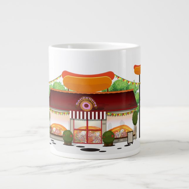 Fast Food Restaurant Cartoon Jumbo-Tasse (Vorderseite)
