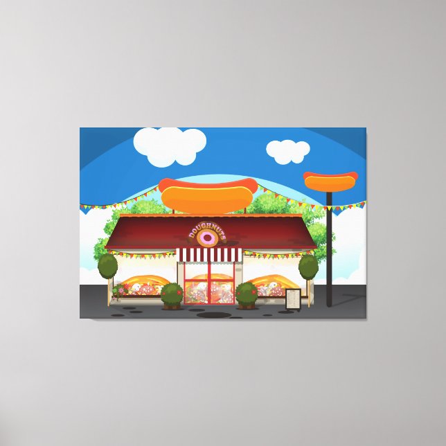 Fast Food Restaurant Cartoon Leinwanddruck (Vorderseite)