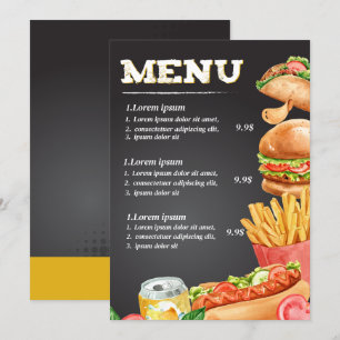 Fast-Food-Restaurant-Speisekarte Menükarte