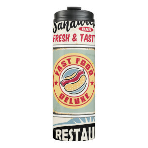 Fast Food Restaurants und Dinner Retro Schilder Co Thermosbecher