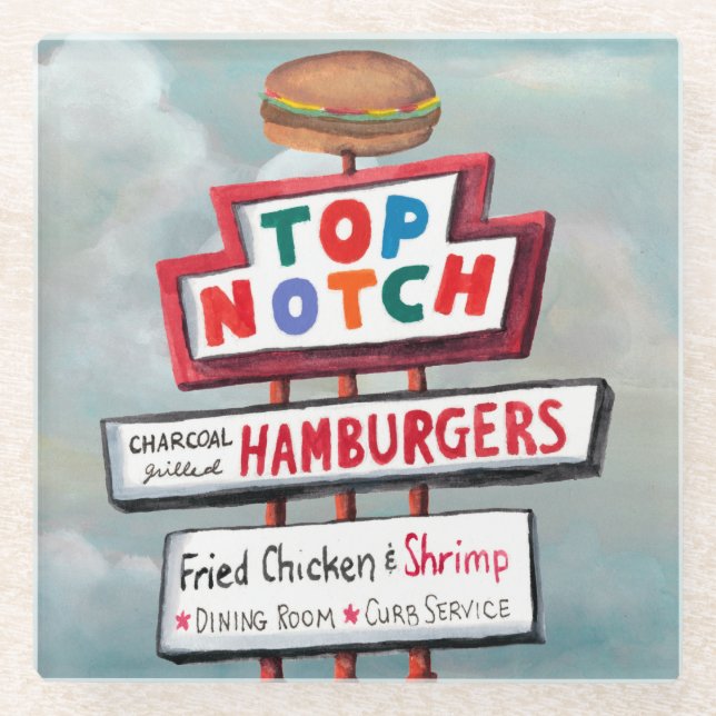 Fast Food Sign Glasuntersetzer (Vorderseite)