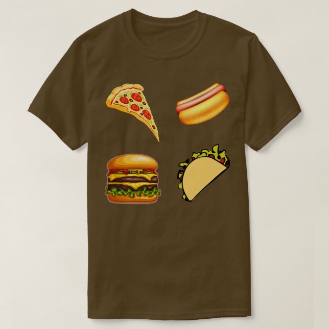 Fast Food Sticker Pack Pizza Hot Dog Burger Taco F T-Shirt (Design vorne)