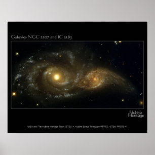 Fast kollidierende Galaxien Hubble Telescope Poster