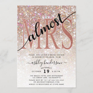 Fast MRS Brautparty Champagne Glitzer Einladung