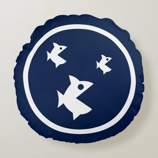 Fast navy-Blue-Fisch Rundes Kissen (Vorderseite)