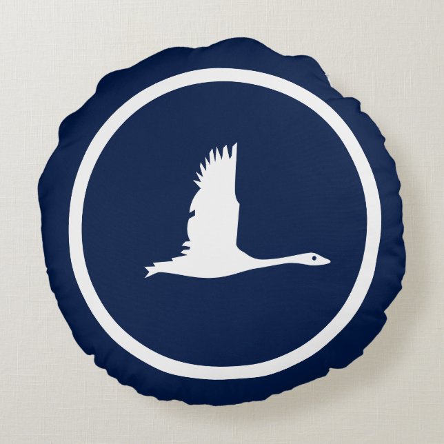 Fast navy-Blue-Water-Vogel-Flug Rundes Kissen (Rückseite)