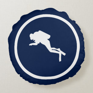 Fast navy SCUBA DIVER nautisch Rundes Kissen