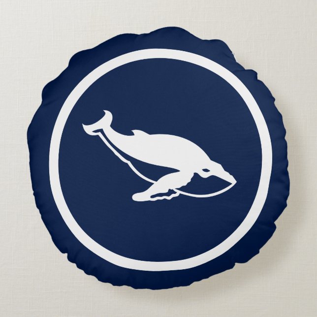 Fast Navy-Wale nautisch Rundes Kissen (Rückseite)