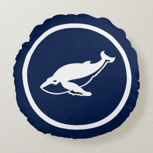 Fast Navy-Wale nautisch Rundes Kissen