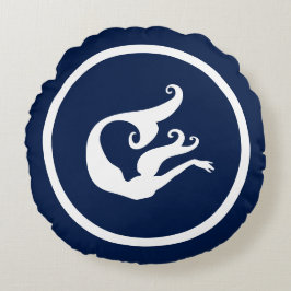 Fast Navy + Weiße Meerjungfrau nautisch Rundes Kissen
