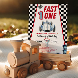 Fast One 1st birthday Boy Racing Car Invitation Einladung