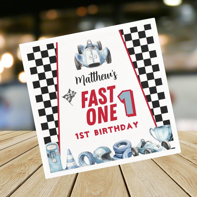 Fast One 1st birthday Boy Racing Car  Serviette (Von Creator hochgeladen)