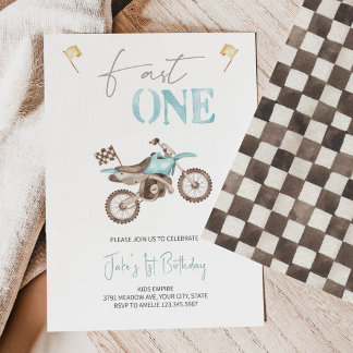 Fast ONE Baby Blue Dirt Bike Einladung Geburtstag