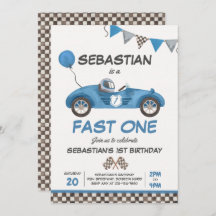 Fast One Birthday Party Blue Race Car 1. Geburtsta