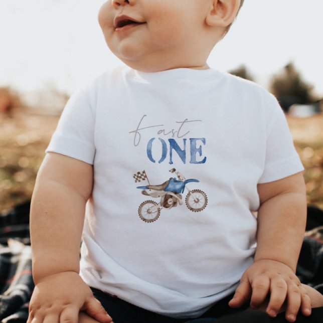 Fast One Blue Dirt Bike Geburtstag T - Shirt (Von Creator hochgeladen)