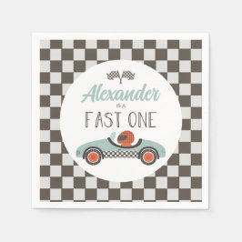 Fast One Blue Race Car Geburtstag Serviette
