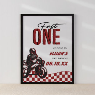 Fast One Boys 1. Dirt Bike Geburtstag Poster