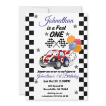 Fast One Boy's erster Geburtstag Einladung Race Ca