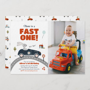 Fast One Cars Einladung zum 1. Geburtstag