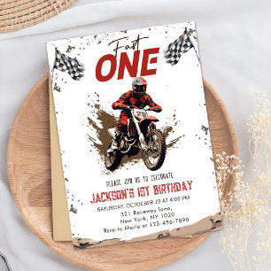 Fast One Dirt Bike Adventure 1. Geburtstag Party Einladung