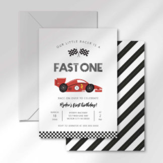 Fast One First Birthday Invitation Einladung