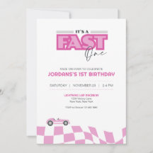 Fast One First Birthday Race Car Invitation