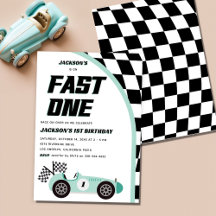 Fast One Green Race Car Geburtstagsparty