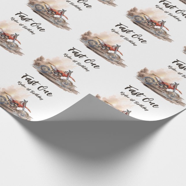 Fast One Little Racer First Birthday Geschenkpapier (Ecke)