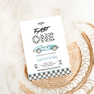 Fast ONE Oldtimer-Rennwagen 1. Geburtstag Einladung