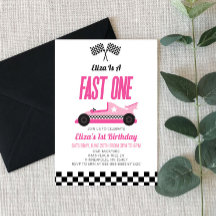 Fast One Pink Flame Race Car 1. Geburtstag Party