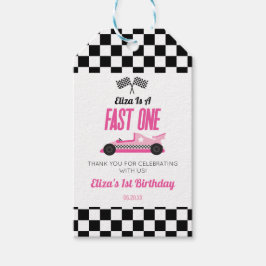 Fast One Pink Race Car First 1st Birthday Party Geschenkanhänger