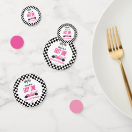 Fast One Pink Race Car First 1st Birthday Party Konfetti