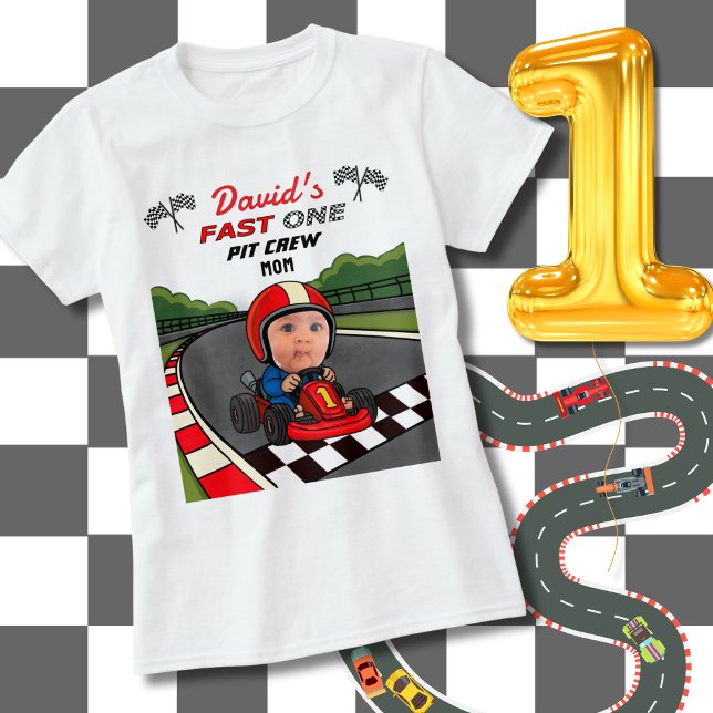 Fast ONE Pit Crew Mom | Custom Birthday  T-Shirt (Von Creator hochgeladen)