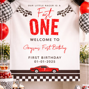 Fast One Race Car 1. Geburtstag Banner