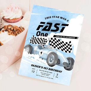Fast One Race Car 1. Geburtstag Racing Boy Einladung