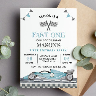 Fast One Race Car 1. Junge Einladung zum Geburtsta