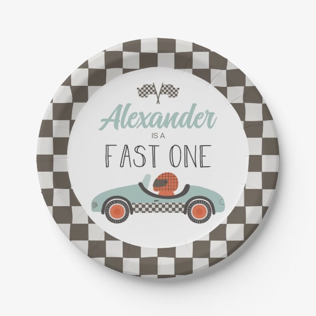 Fast One Race Car Birthday Paper Teller (Vorderseite)