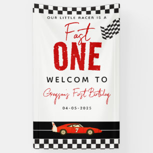 Fast One Race Car Boy 1. Geburtstag Party Banner