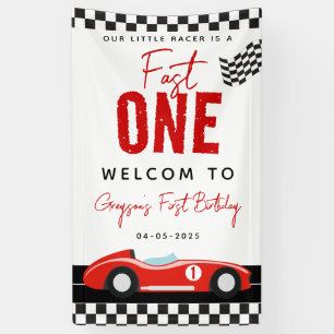 Fast One Race Car Boy 1. Geburtstag Party Banner