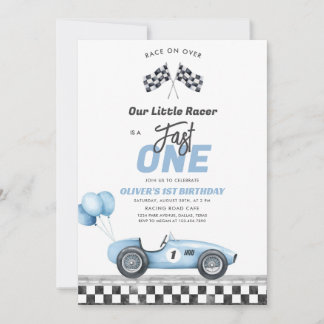 Fast One Race Car Boy 1st Birthday Invitation Einladung