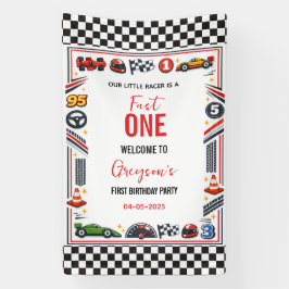 Fast One Race Car Boy 1st Birthday Party Banner