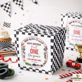 Fast One Race Car Boy 1st Birthday Party Geschenkschachtel