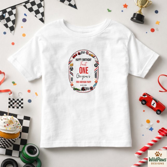Fast One Race Car Boy 1st Birthday Party Kleinkind T-shirt (Fast One Race Car Boy 1st Birthday Party Toddler T-shirt
)