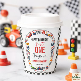 Fast One Race Car Boy 1st Birthday Party Pappbecher