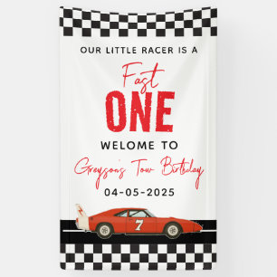 Fast One Race Car Boy 2. Geburtstag Party Banner