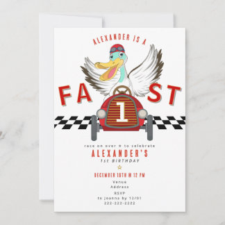 Fast One Race Car Boy Racing Car Red 1st Birthday Einladung