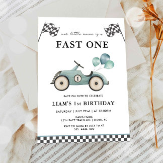 Fast One Race Car Boys 1. Geburtstag Einladung
