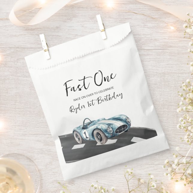 Fast One Race Car First Birthday Geschenktütchen (Ausgeschnitten)
