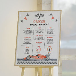 Fast One Race Car Geburtstagsparty Meilenstein Pos Poster